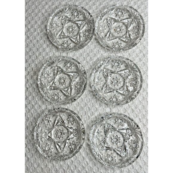Hocking Glass Co Early American Prescut Coasters Ashtrays Clear Star of David - Picture 13 of 15